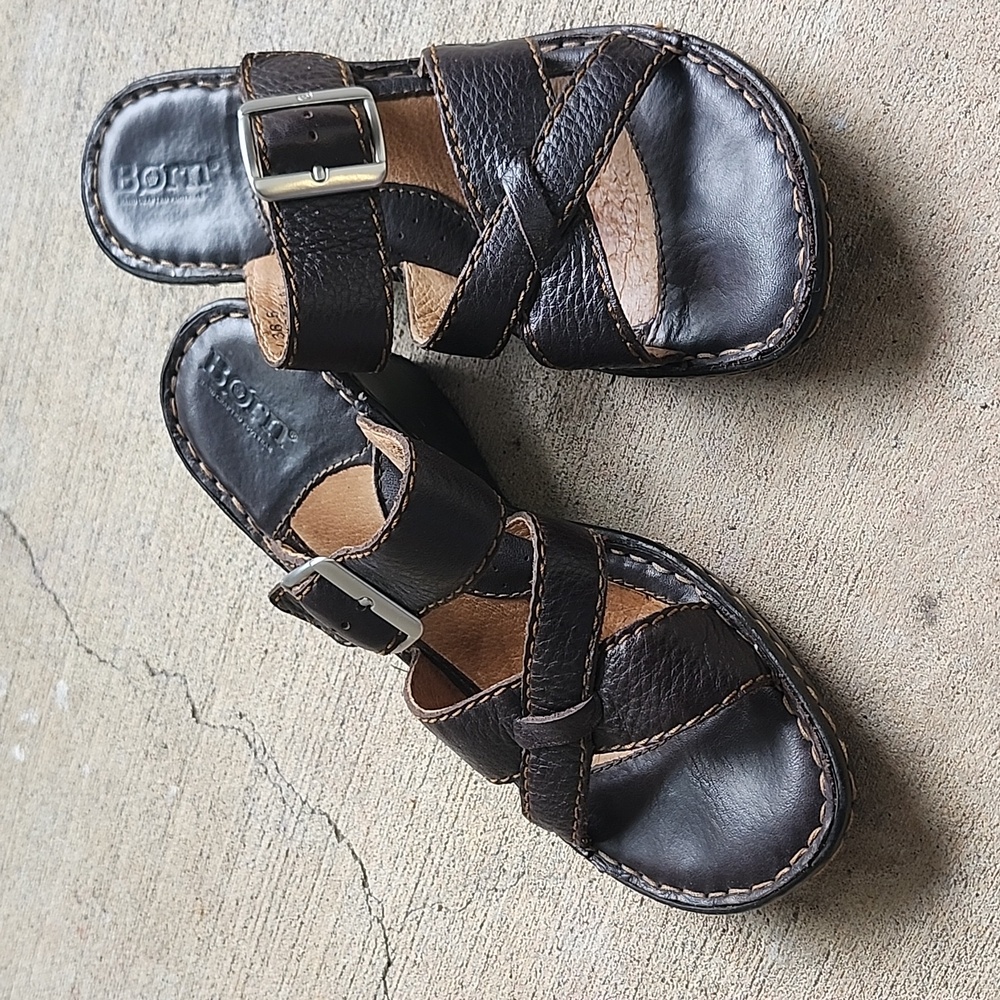 Born Karo Leather Wedge Sandal
